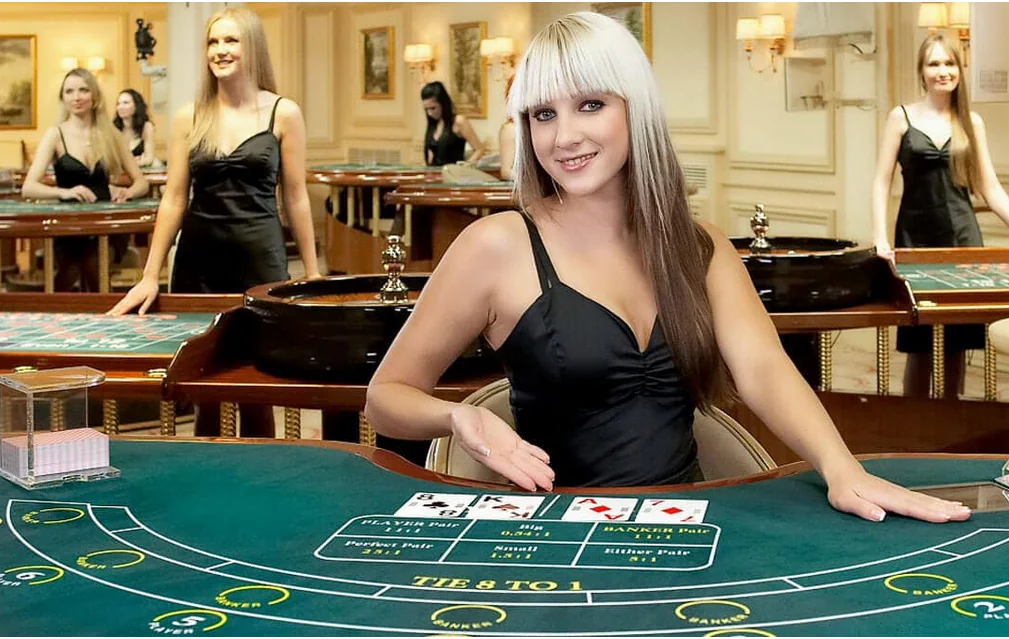 Meja permainan live dengan tampilan kamera dan panel permainan